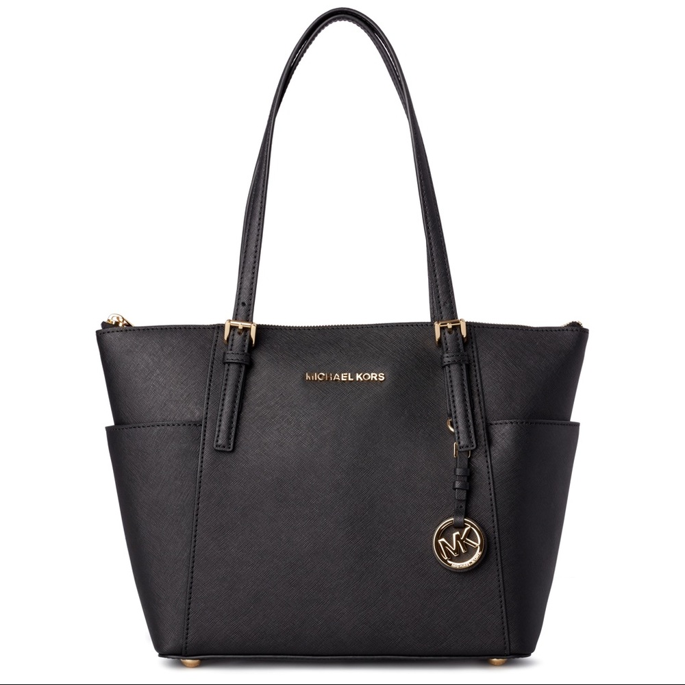 Michael Kors Jet Set Tote - Black/Gold Hardware
